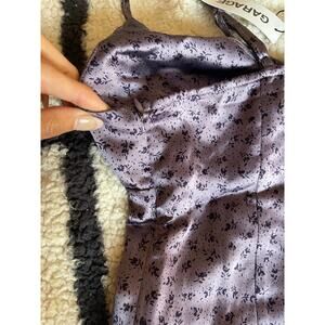 Purple Floral Satin Mini Dress